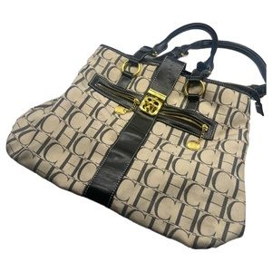 Carolina Herrera Tan/Beige and Black Vintage Handbag